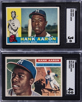 1911-76 Baseball Hall of Famers & Stars "Shoebox" Collection (77)  2 SGC Graded - 56 Topps Aaron SGC VG-EX 4 & 60 Topps Aaron SGC VG 3